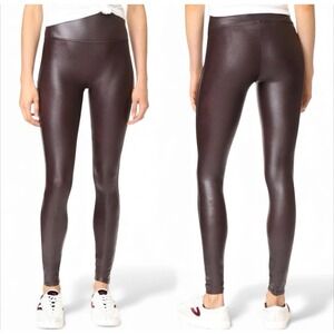 Spanx Faux Leather High Rise Leggings Color Wine Large L 2437 Shape Slimming NWT